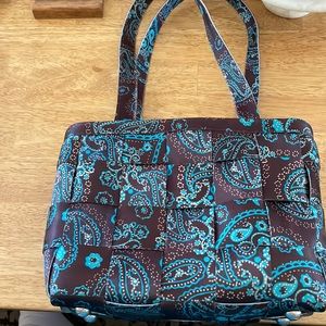 Harvey’s Brown and Teal paisley print medium seatbelt bag
